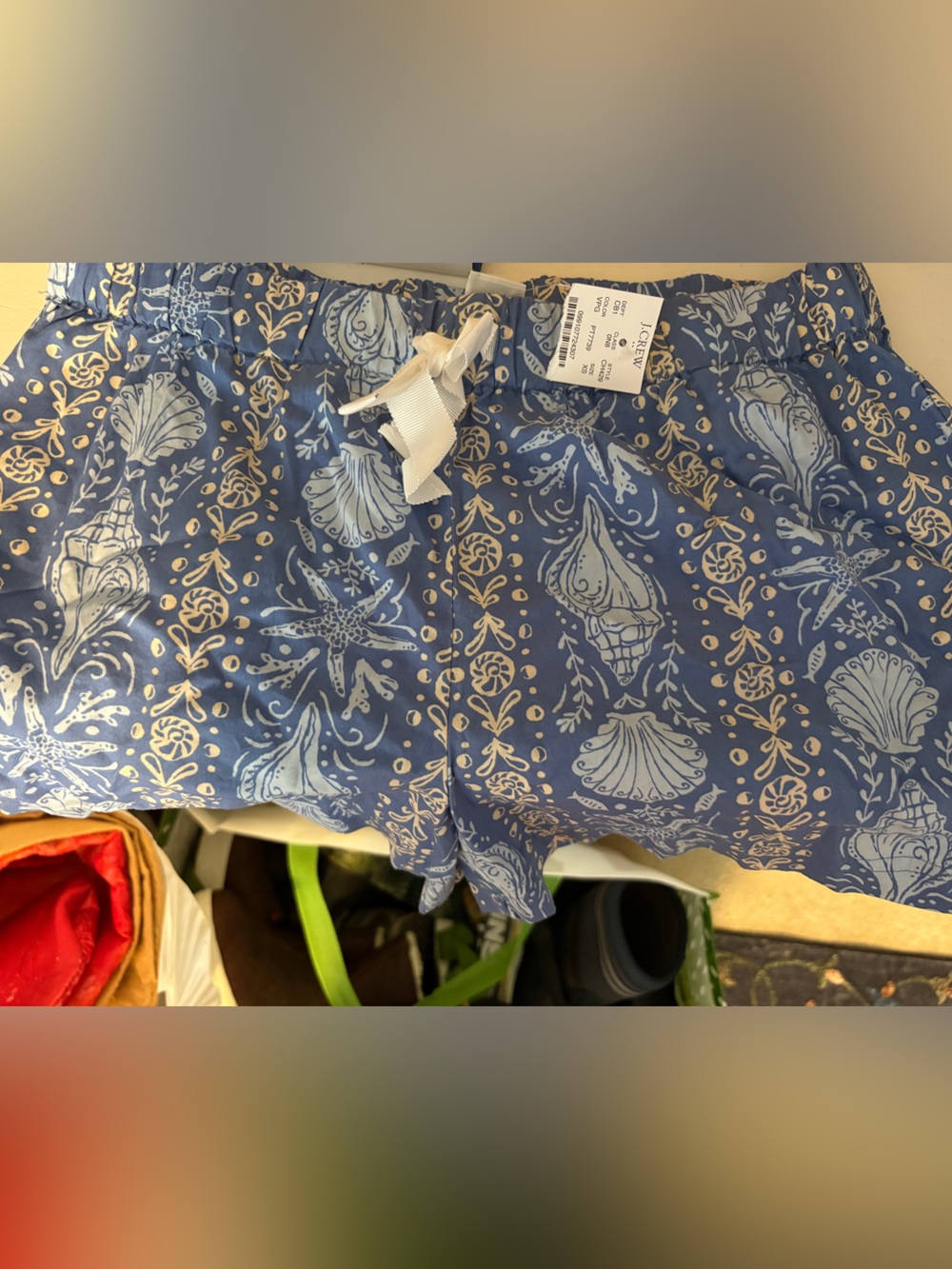 J. Crew Blue Shell-Print Pajama Shorts